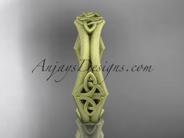 14kt yellow gold celtic trinity knot matte finish wedding band, engagement ring CT7356G - AnjaysDesigns