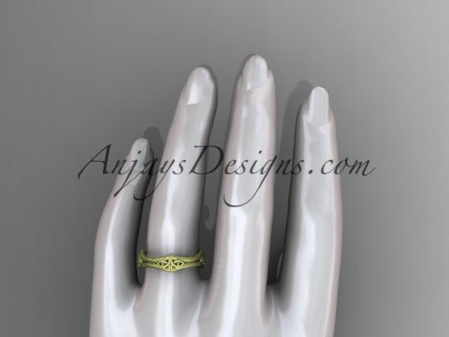 14kt yellow gold celtic trinity knot matte finish wedding band, engagement ring CT7356G - AnjaysDesigns