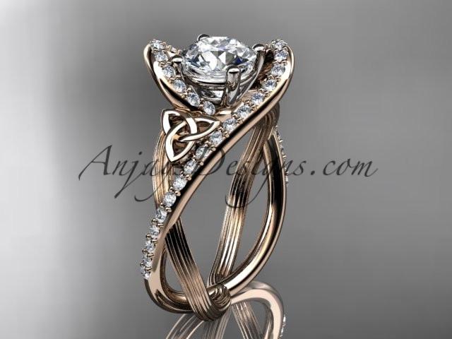 14kt rose gold diamond celtic trinity knot wedding ring, engagement ring CT7369 - AnjaysDesigns