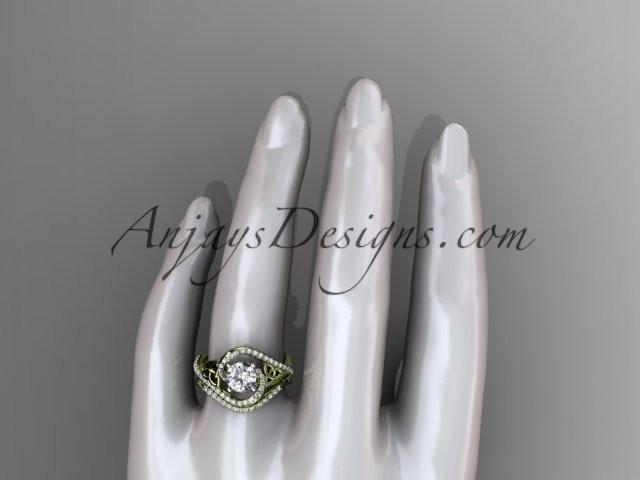 14kt yellow gold diamond celtic trinity knot wedding ring, engagement set CT7369S - AnjaysDesigns