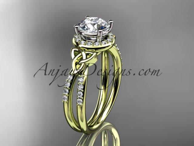 14kt yellow gold diamond celtic trinity knot wedding ring, engagement ring CT7373 - AnjaysDesigns