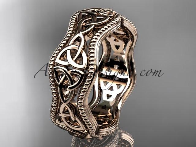 14kt rose gold celtic trinity knot engagement ring, wedding band CT750B - AnjaysDesigns