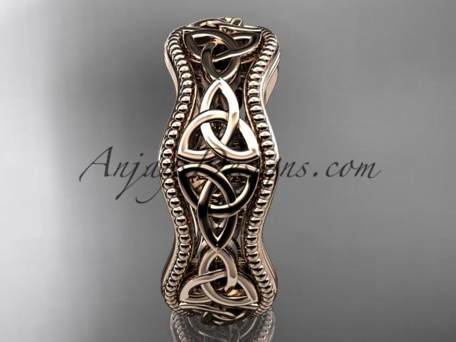 14kt rose gold celtic trinity knot engagement ring, wedding band CT750B - AnjaysDesigns