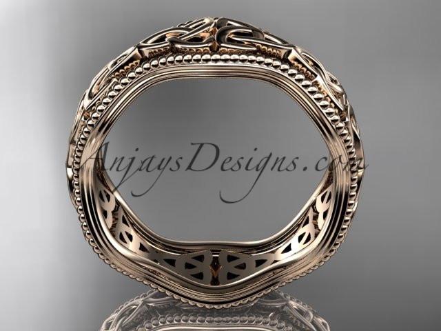 14kt rose gold celtic trinity knot engagement ring, wedding band CT750B - AnjaysDesigns