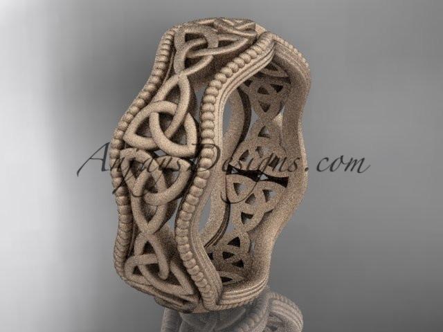 14kt rose gold celtic trinity knot matte finish engagement ring, wedding band CT750B - AnjaysDesigns