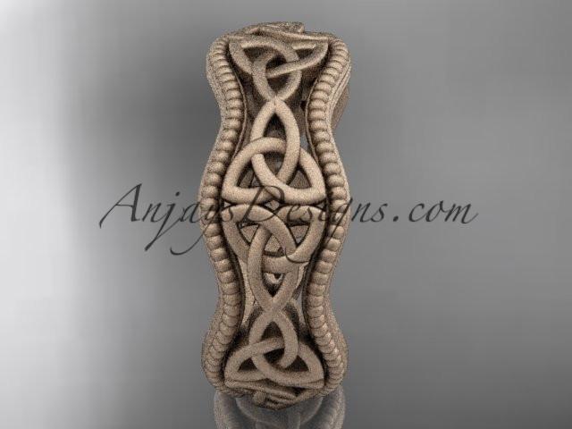 14kt rose gold celtic trinity knot matte finish engagement ring, wedding band CT750B - AnjaysDesigns