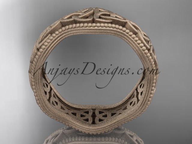 14kt rose gold celtic trinity knot matte finish engagement ring, wedding band CT750B - AnjaysDesigns