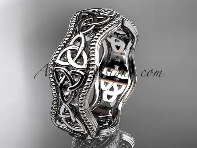 Platinum celtic trinity knot engagement ring, wedding band CT750B - AnjaysDesigns