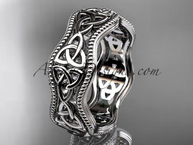 14kt white gold celtic trinity knot engagement ring, wedding band CT750B - AnjaysDesigns