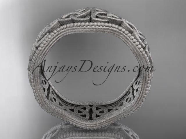 platinum celtic trinity knot matte finish engagement ring, wedding band CT750B - AnjaysDesigns
