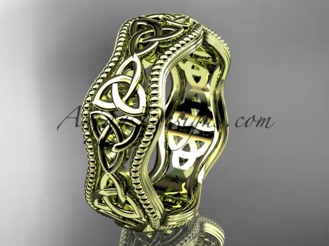 14kt yellow gold celtic trinity knot engagement ring, wedding band CT750B - AnjaysDesigns