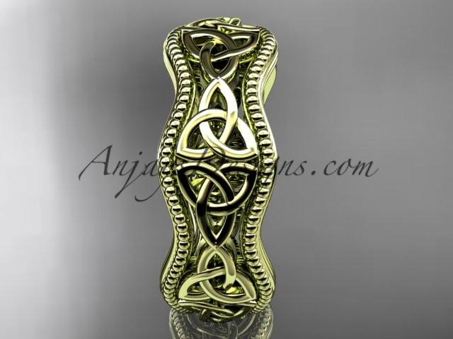 14kt yellow gold celtic trinity knot engagement ring, wedding band CT750B - AnjaysDesigns