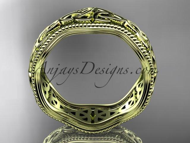 14kt yellow gold celtic trinity knot engagement ring, wedding band CT750B - AnjaysDesigns