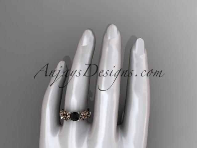 14kt rose gold celtic trinity knot engagement ring, wedding ring with a Black Diamond center stone CT759 - AnjaysDesigns