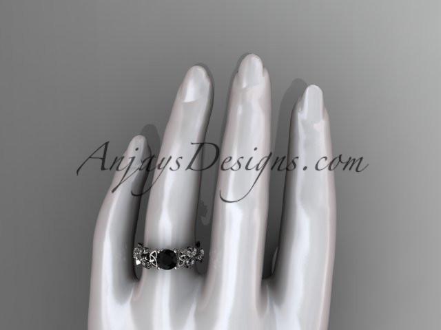 platinum celtic trinity knot engagement ring, wedding ring with a Black Diamond center stone CT759 - AnjaysDesigns