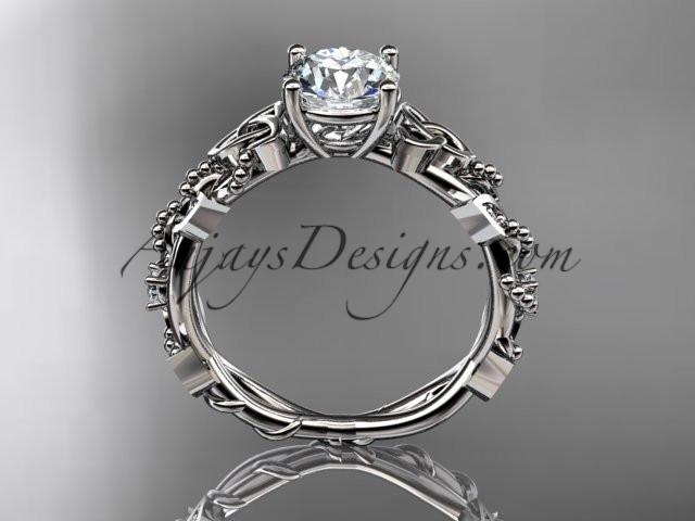 14kt white gold celtic trinity knot engagement ring, wedding ring with a "Forever One" Moissanite center stone CT759 - AnjaysDesigns