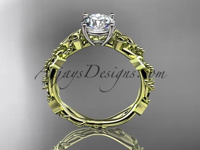 14kt yellow gold celtic trinity knot engagement ring, wedding ring with a "Forever One" Moissanite center stone CT759 - AnjaysDesigns