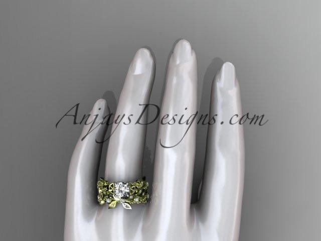 14kt yellow gold celtic trinity knot engagement set, wedding ring with a "Forever One" Moissanite center stone CT759S - AnjaysDesigns