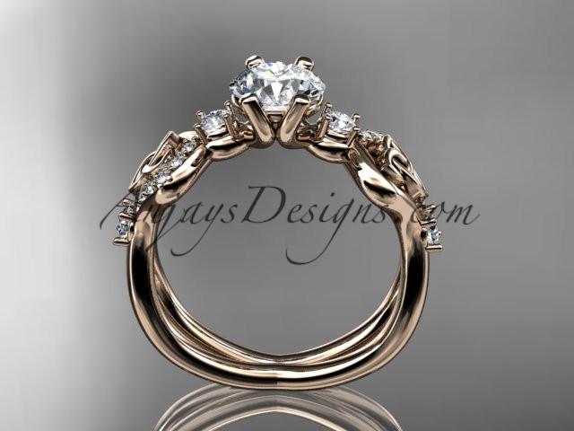 14kt rose gold celtic trinity knot engagement ring, wedding ring with a "Forever One" Moissanite center stone CT768 - AnjaysDesigns