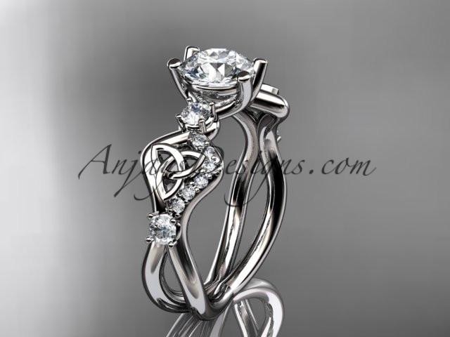 14kt white gold celtic trinity knot engagement ring, wedding ring CT768 - AnjaysDesigns