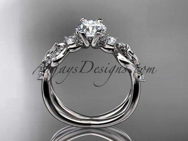 14kt white gold celtic trinity knot engagement ring, wedding ring with a "Forever One" Moissanite center stone CT768 - AnjaysDesigns