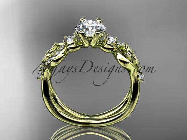 14kt yellow gold celtic trinity knot engagement ring, wedding ring with a "Forever One" Moissanite center stone CT768 - AnjaysDesigns