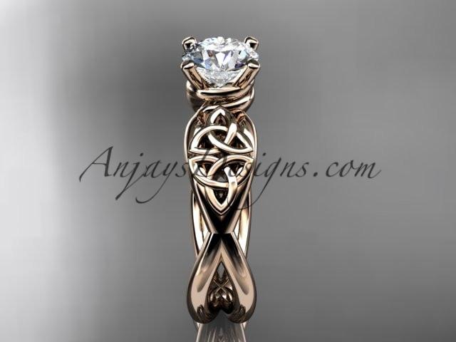 14kt rose gold celtic trinity knot engagement ring, wedding ring CT770 - AnjaysDesigns