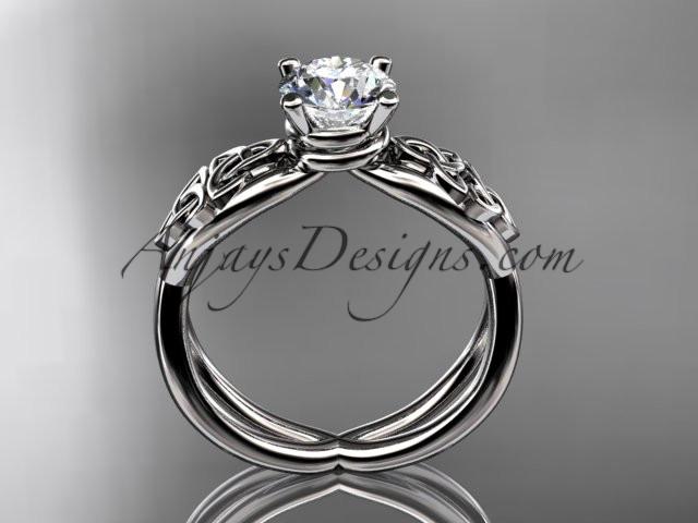 14kt white gold celtic trinity knot engagement ring, wedding ring with a "Forever One" Moissanite center stone CT770 - AnjaysDesigns