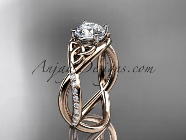 14kt rose gold celtic trinity knot engagement ring, wedding ring CT790 - AnjaysDesigns