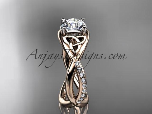 14kt rose gold celtic trinity knot engagement ring, wedding ring CT790 - AnjaysDesigns