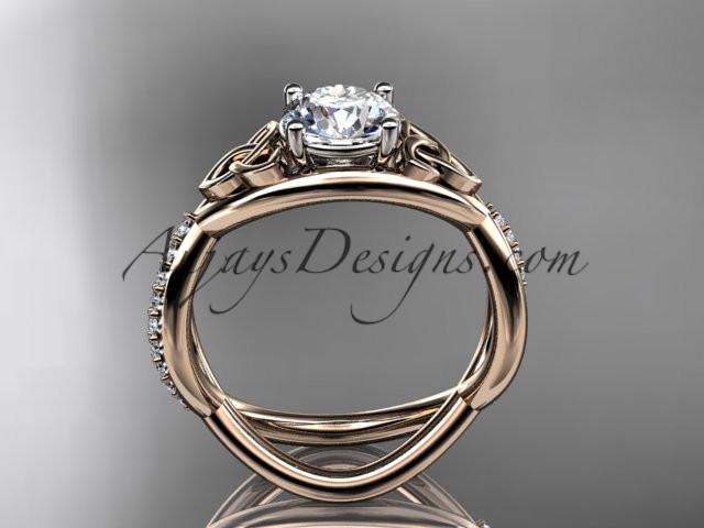 14kt rose gold celtic trinity knot engagement ring, wedding ring with a "Forever One" Moissanite center stone CT790 - AnjaysDesigns