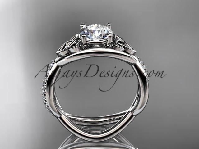 platinum celtic trinity knot engagement ring, wedding ring with a "Forever One" Moissanite center stone CT790 - AnjaysDesigns