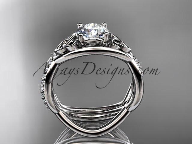 14kt white gold celtic trinity knot engagement set, wedding ring CT790S - AnjaysDesigns
