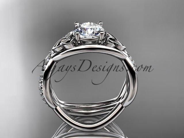 platinum celtic trinity knot engagement set, wedding ring with a "Forever One" Moissanite center stone CT790S - AnjaysDesigns
