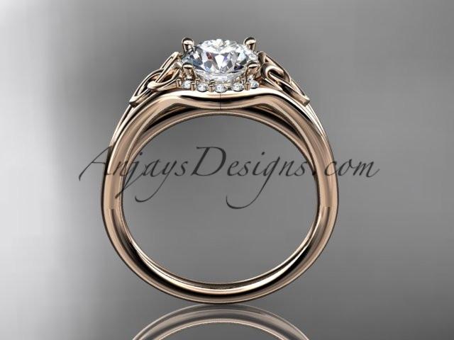 14kt rose gold celtic trinity knot engagement ring, wedding ring with a "Forever One" Moissanite center stone CT791 - AnjaysDesigns