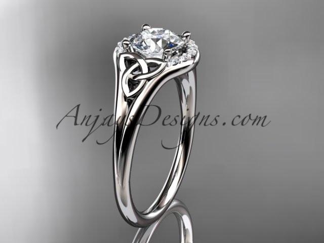 platinum celtic trinity knot engagement ring, wedding ring CT791 - AnjaysDesigns