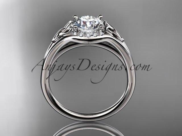 14kt white gold celtic trinity knot engagement ring, wedding ring with a "Forever One" Moissanite center stone CT791 - AnjaysDesigns