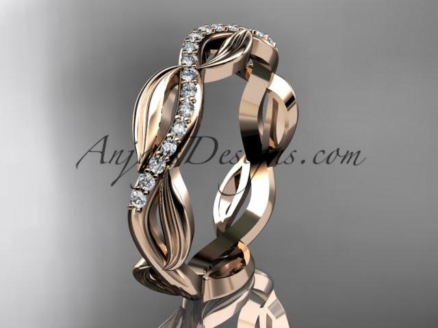 14k rose gold diamond leaf and vine wedding ring, engagement ring, wedding band ADLR100B - AnjaysDesigns, Spring Collection - Jewelry, Anjays Designs - AnjaysDesigns, AnjaysDesigns - AnjaysDesigns.co, 