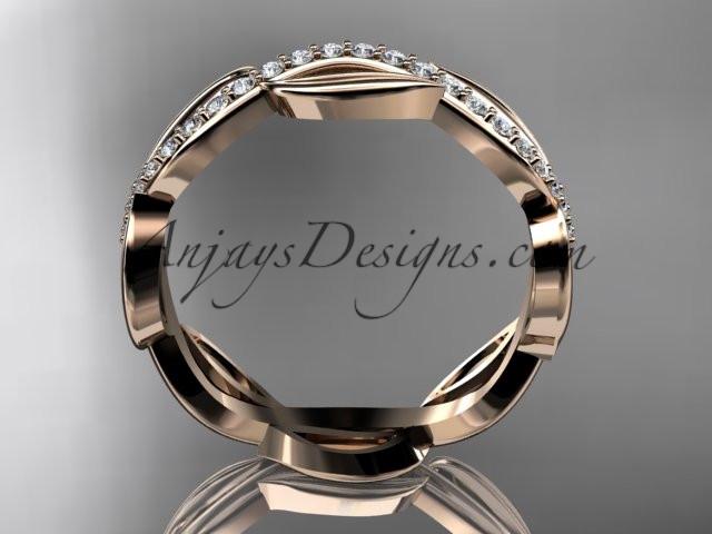 14k rose gold diamond leaf and vine wedding ring, engagement ring, wedding band ADLR100B - AnjaysDesigns, Spring Collection - Jewelry, Anjays Designs - AnjaysDesigns, AnjaysDesigns - AnjaysDesigns.co, 
