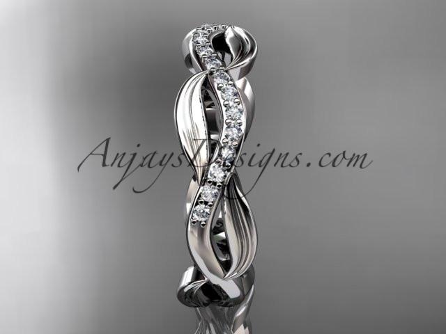 platinum diamond leaf and vine wedding ring, engagement ring, wedding band ADLR100B - AnjaysDesigns