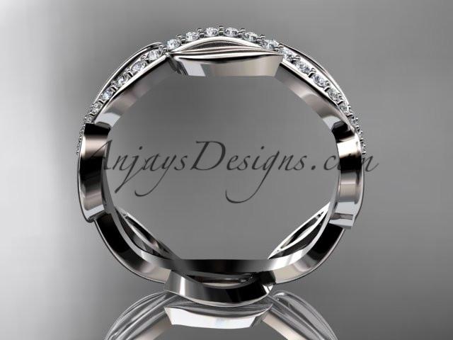 platinum diamond leaf and vine wedding ring, engagement ring, wedding band ADLR100B - AnjaysDesigns