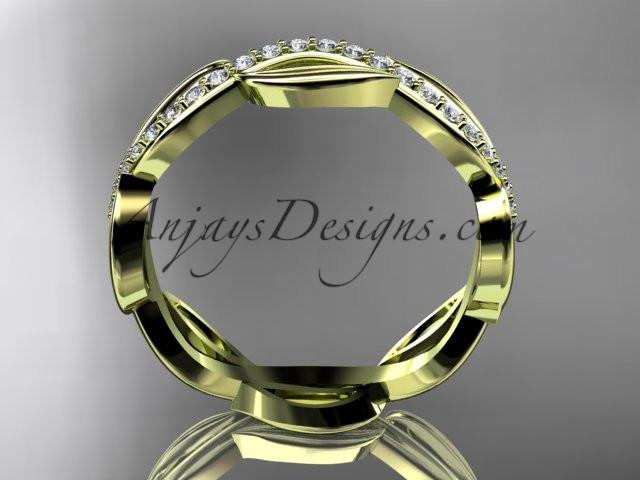 14kt yellow gold diamond leaf and vine wedding ring, engagement ring, wedding band ADLR100B - AnjaysDesigns