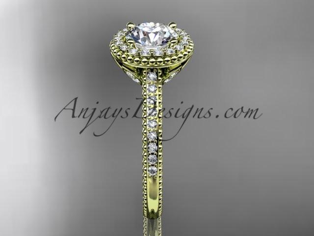 14kt yellow gold diamond floral wedding ring, engagement ring ADLR101 - AnjaysDesigns