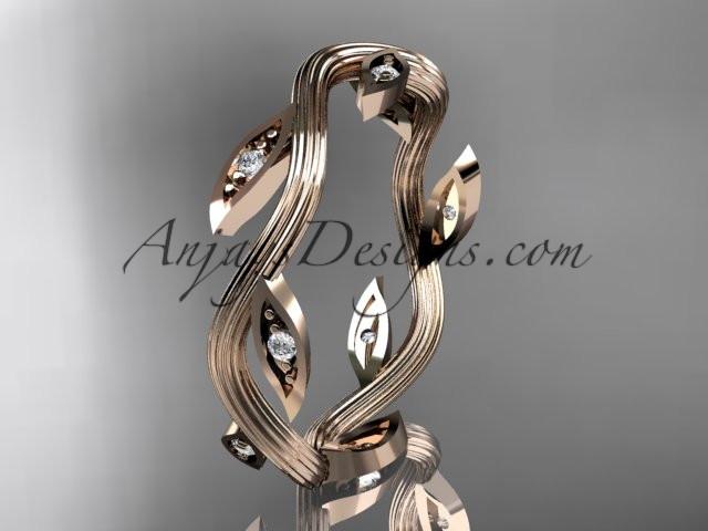 14k rose gold diamond leaf and vine wedding ring, engagement ring, wedding band ADLR102 - AnjaysDesigns, Spring Collection - Jewelry, Anjays Designs - AnjaysDesigns, AnjaysDesigns - AnjaysDesigns.co, 