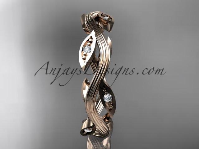14k rose gold diamond leaf and vine wedding ring, engagement ring, wedding band ADLR102 - AnjaysDesigns, Spring Collection - Jewelry, Anjays Designs - AnjaysDesigns, AnjaysDesigns - AnjaysDesigns.co, 