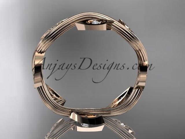14k rose gold diamond leaf and vine wedding ring, engagement ring, wedding band ADLR102 - AnjaysDesigns, Spring Collection - Jewelry, Anjays Designs - AnjaysDesigns, AnjaysDesigns - AnjaysDesigns.co, 
