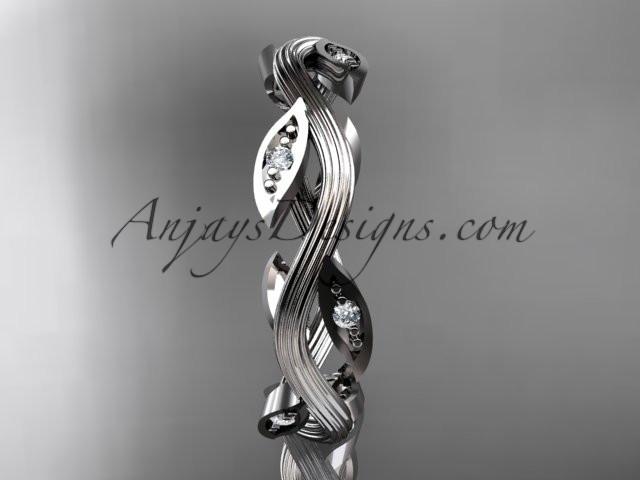 platinum diamond leaf and vine wedding ring, engagement ring, wedding band ADLR102 - AnjaysDesigns