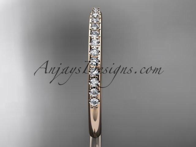 14k rose gold diamond unique wedding ring, engagement ring, wedding band, stacking ring ADER103 - AnjaysDesigns