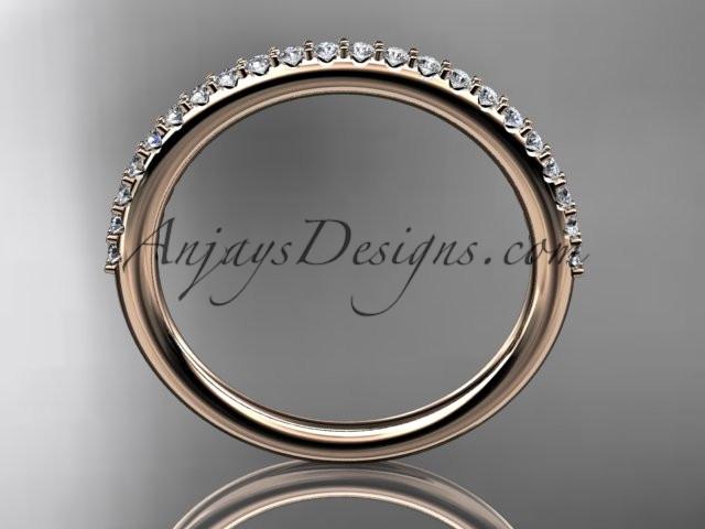 14k rose gold diamond unique wedding ring, engagement ring, wedding band, stacking ring ADER103 - AnjaysDesigns
