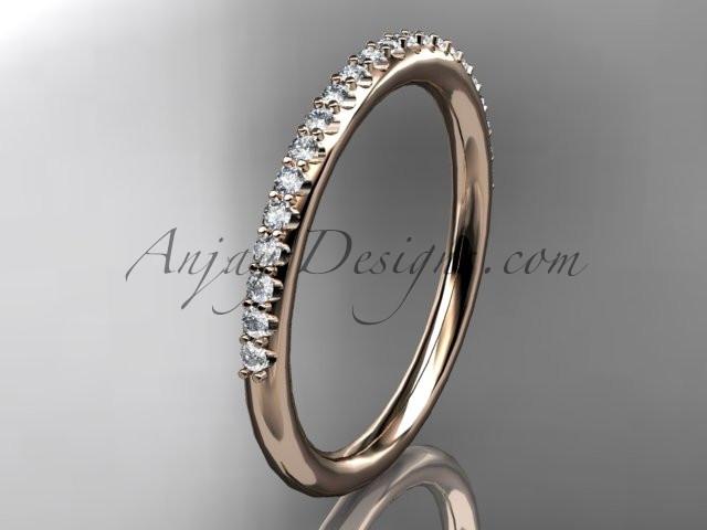 14k rose gold diamond unique wedding ring, engagement ring, wedding band, stacking ring ADER103 - AnjaysDesigns